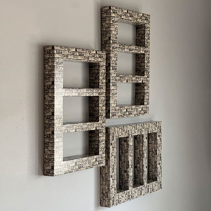 Brick Facade Pre-Assembled 3-Window Shadow Box Frame Set