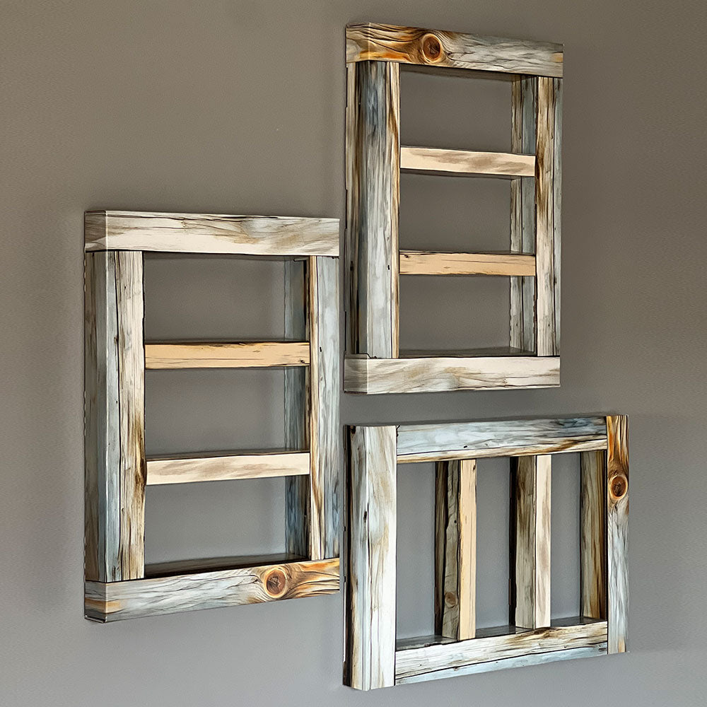 Rustic Wood Pre-Assembled 3-Window Shadow Box Frame Set