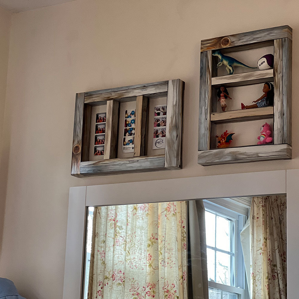 Rustic Wood Pre-Assembled 3-Window Shadow Box Frame Set