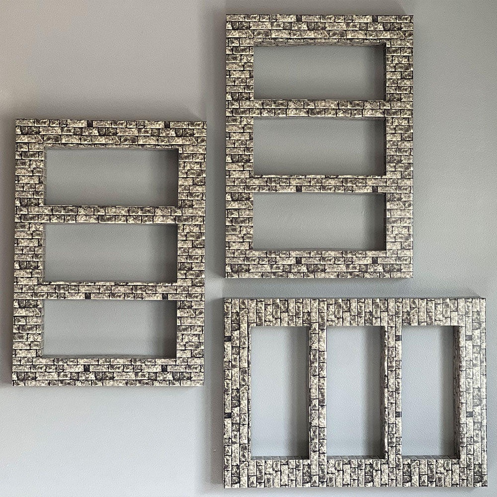 Brick Facade Pre-Assembled 3-Window Shadow Box Frame Set