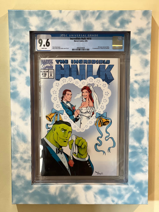 Pre-assembled: Slabbed Comic Shadowbox - Blue and White